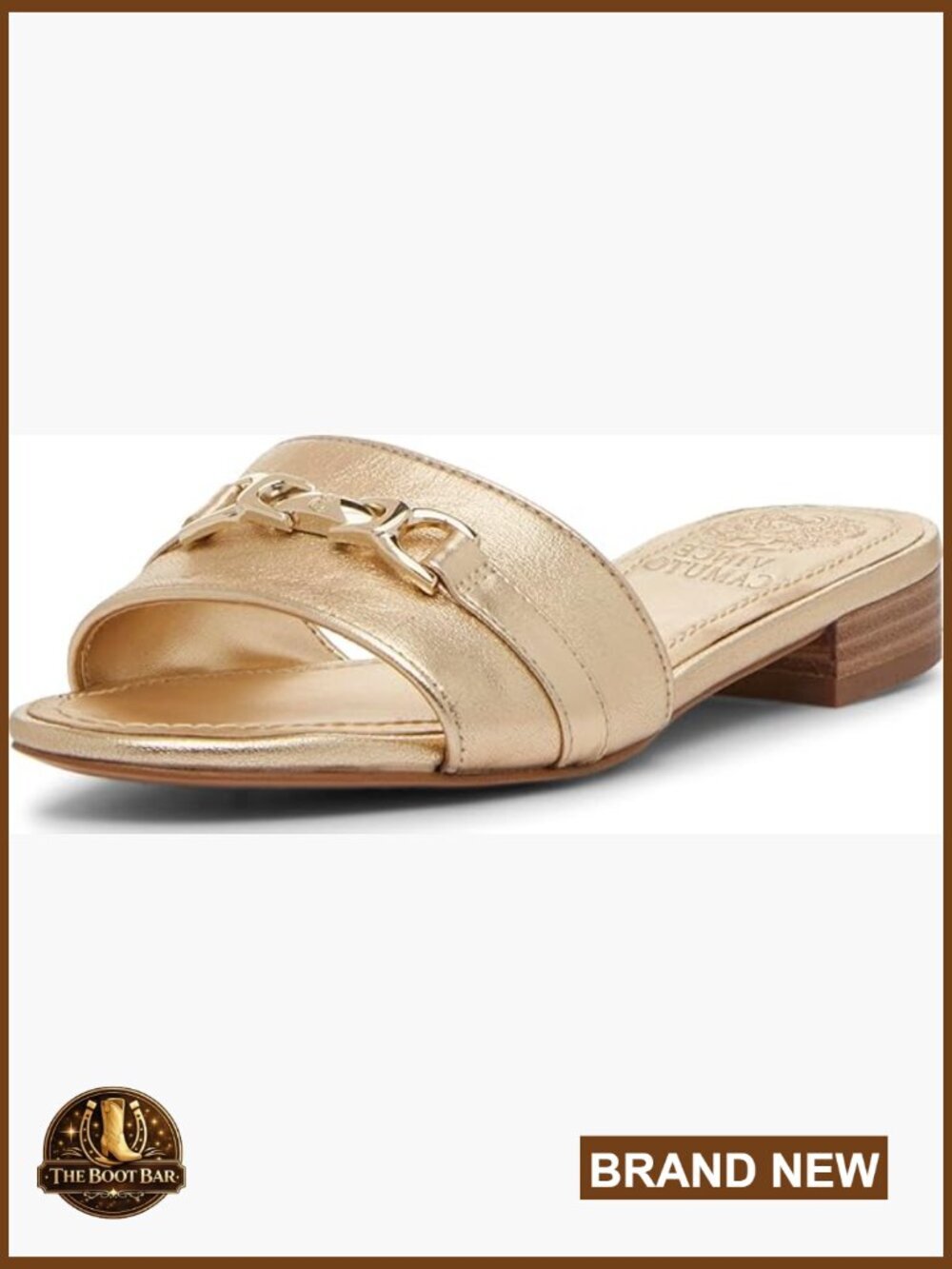 Low Heel Slide Sandals with Buckle Detail